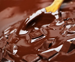 Image showing Melting chocolate and spoon