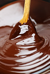 Image showing Melted chocolate and spoon