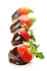 Image showing Strawberries dipped in chocolate