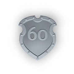 Image showing number sixty on metal shield