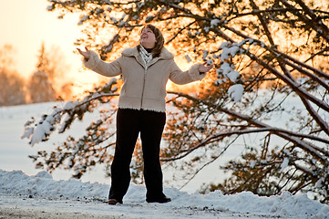 Image showing Women on winters sunset