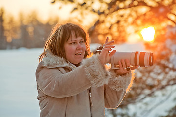 Image showing Photographer on sunset