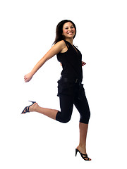 Image showing Young brunette running