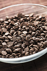 Image showing Bowl of chocolate chips