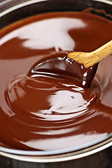 Image showing Melted chocolate and spoon