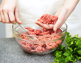 Image showing Cooking with ground beef