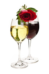 Image showing Wine with red rose