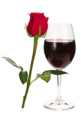 Image showing Wine with red rose