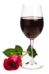 Image showing Wine with red rose