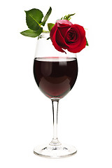 Image showing Wine with red rose