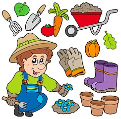 Image showing Gardener with various objects