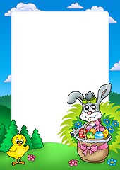 Image showing Frame with bunny and chicken