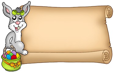 Image showing Easter scroll with cute bunny