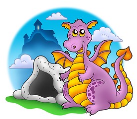 Image showing Dragon with cave and castle 1