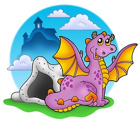 Image showing Dragon with cave and castle 2