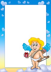 Image showing Frame with Cupid holding gift