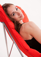 Image showing Young attractive twenties caucasian woman relaxing