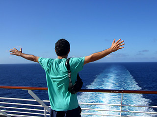 Image showing Passenger Cruise ship back view