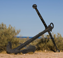 Image showing Anchor on beach.