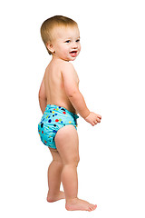 Image showing Cute Baby Boy Isolated Wearing Cloth Diaper