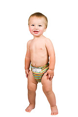 Image showing Cute Baby Boy Isolated Wearing Cloth Diaper