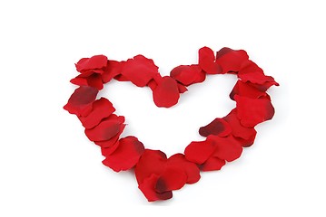 Image showing Red heart made of rose petals for Valentine's Day