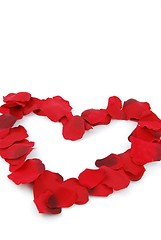 Image showing Red heart made of rose petals for Valentine's Day