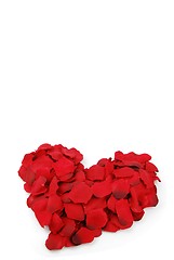 Image showing Red heart made of rose petals for Valentine's Day