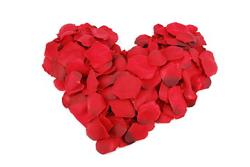 Image showing Red heart made of rose petals for Valentine's Day