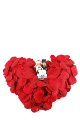 Image showing Red heart made of rose petals for Valentine's Day