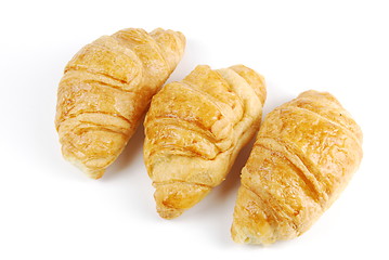 Image showing Three fresh croissants