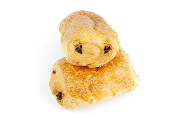 Image showing Fresh pain au chocolat (croissant filled with chocolate)