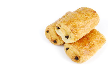 Image showing Fresh pain au chocolat (croissant filled with chocolate)