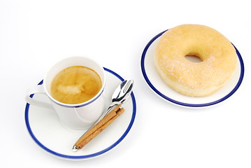 Image showing Espresso coffee and donut