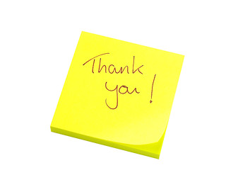 Image showing Handwritten thank you on yellow note paper