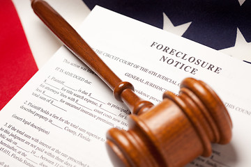 Image showing Gavel, American Flag and Foreclosure Notice