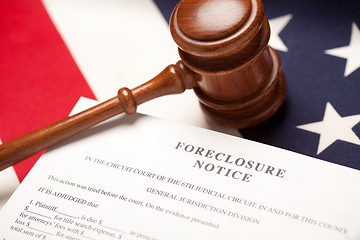 Image showing Gavel, American Flag and Foreclosure Notice