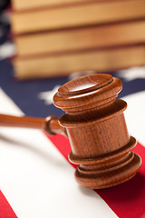 Image showing Gavel and Books on Flag