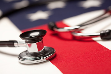 Image showing Stethoscope on American Flag