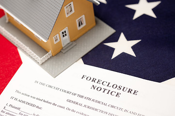 Image showing Foreclosure Notice, House and Flag