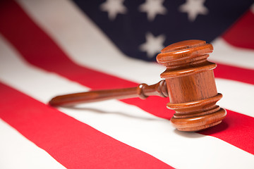 Image showing Gavel Resting on American Flag
