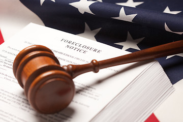 Image showing Gavel, American Flag and Foreclosure Notice