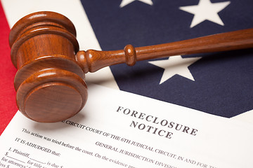 Image showing Gavel, American Flag and Foreclosure Notice