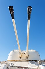 Image showing Turret and barrels of old Soviet self-propelled anti-aircraft gun 