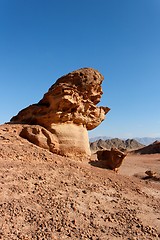 Image showing Scenic orange rock in shape of mushroom in stone desert