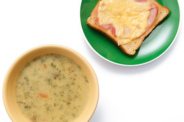 Image showing Soup and toast