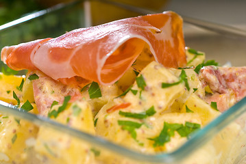 Image showing parma ham and potato salad