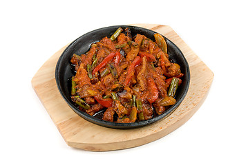 Image showing meat with vegetables at pan