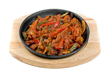 Image showing meat and vegetables at pan