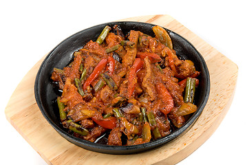 Image showing meat and vegetables at pan